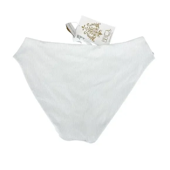 Becca Ribbed Daniella Corset Side Hipster Bikini Bottom Size Medium White NWT - Picture 5 of 7